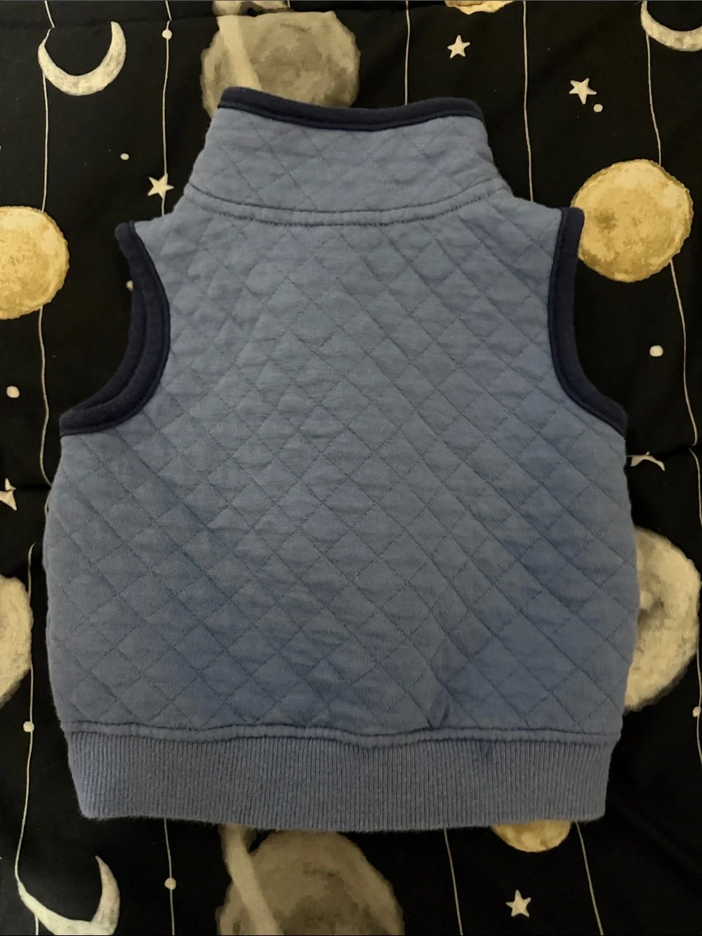 Carter's Light Blue Quilted Baby Vest with Navy Trim